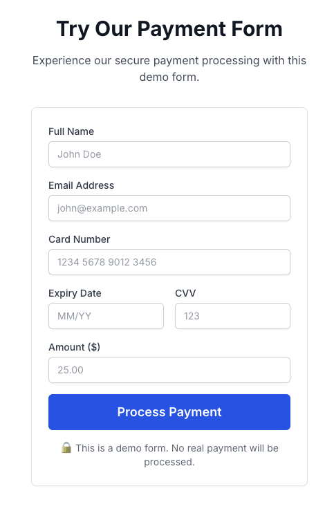 Screenshot of Payment Landing Page project